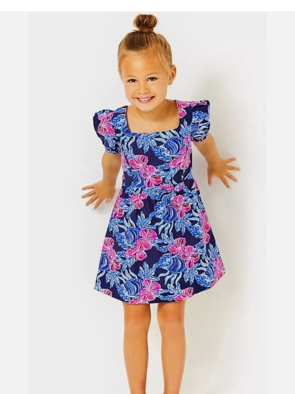 Lilly Pulitzer NWT Girls Alannah Dress Low Tide Navy Its Ofishell $108 Size 5